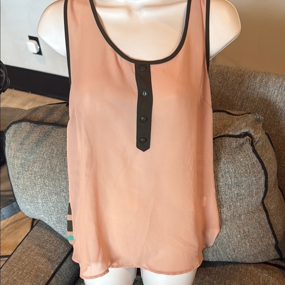 Tops - Orange and Pink Sleeveless Tank Top with Relaxed Fit